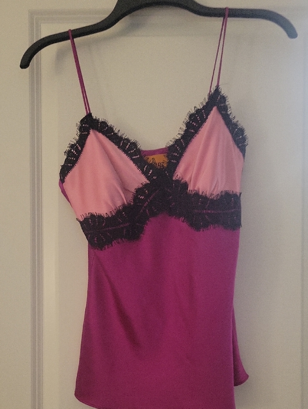 Voom by Joy Han Fuchsia and Black Lace Trim Camisole